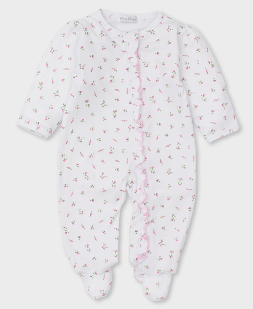 Garden Print Footie W/Ruffle Zip