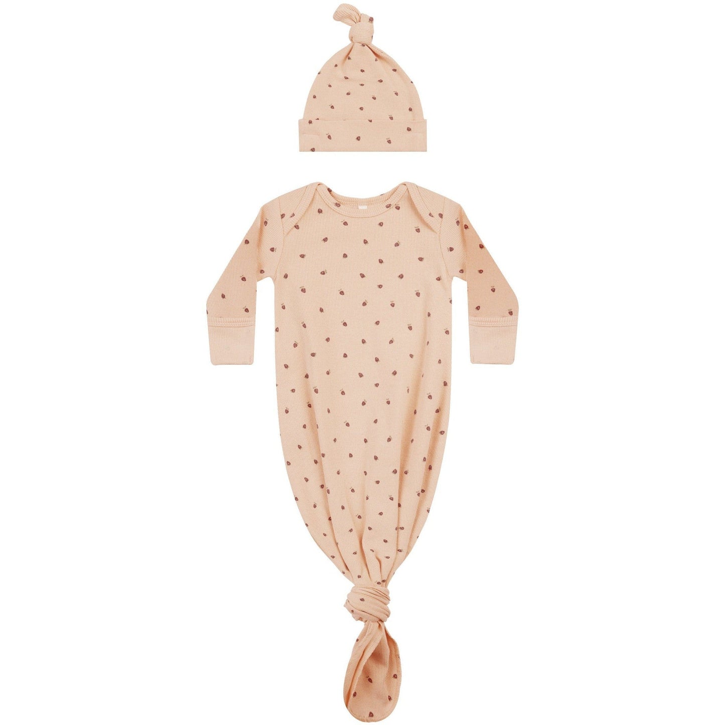Quincy Mae Knotted Baby Gown + Hat Set | Strawberries
