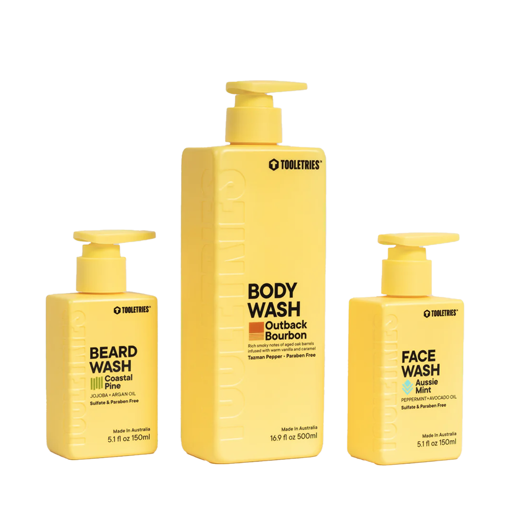 Tooletries Face Body Beard Wash Trio