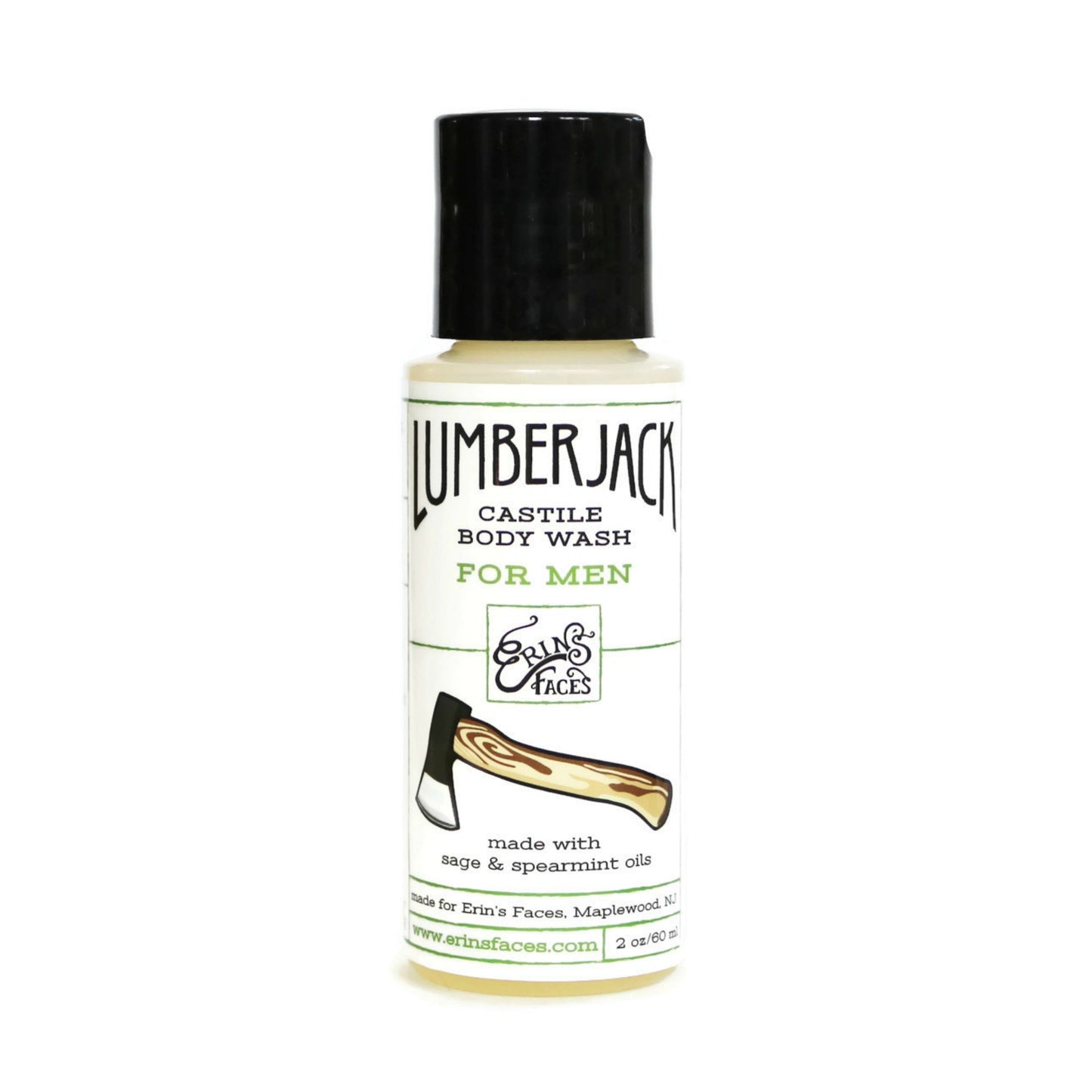 travel size 2oz bottle of the lumberjack body wash for men